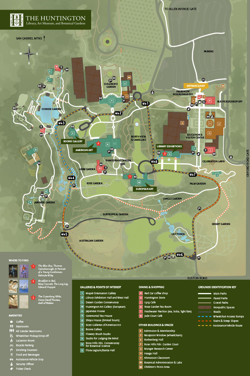 Visitor map of The Huntington grounds.