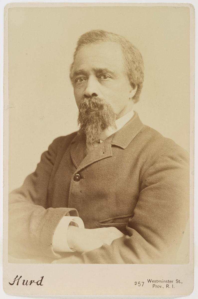 Photo of Edward Mitchell Bannister with the address and name of the photographer at the bottom.