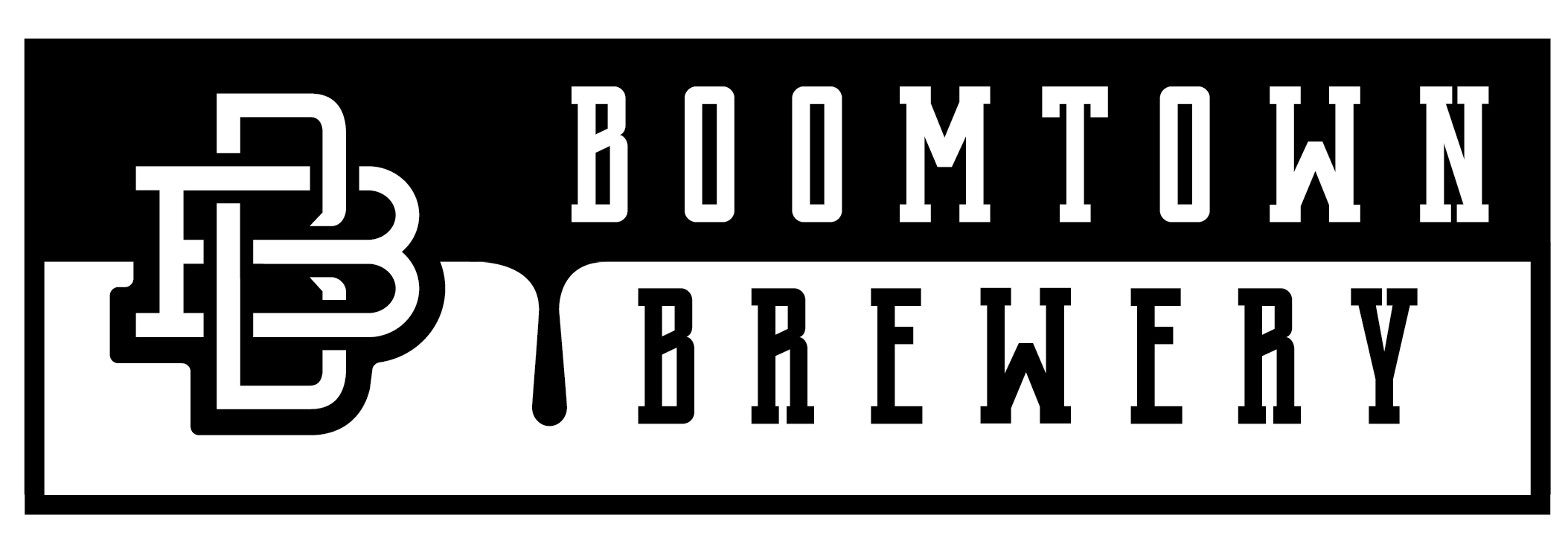 A black and white logo reading "Boomtown Brewery"