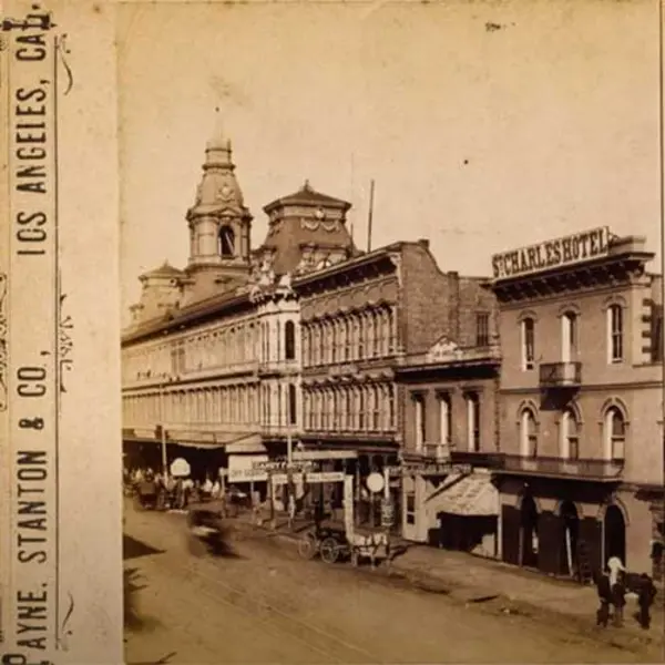 Sepia photo of Los Angeles in the 1880s