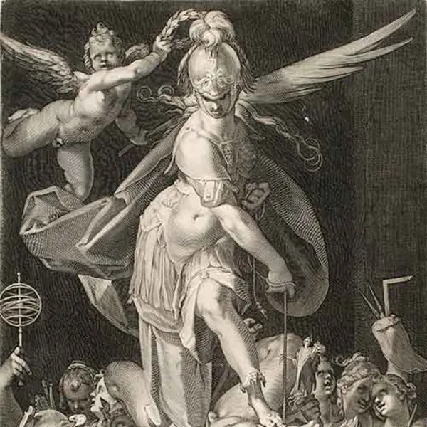 Engraving of Triumph of Wisdom over Ignorance