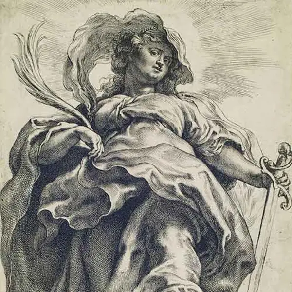 Etching of St. Catherine by Peter Paul Rubens