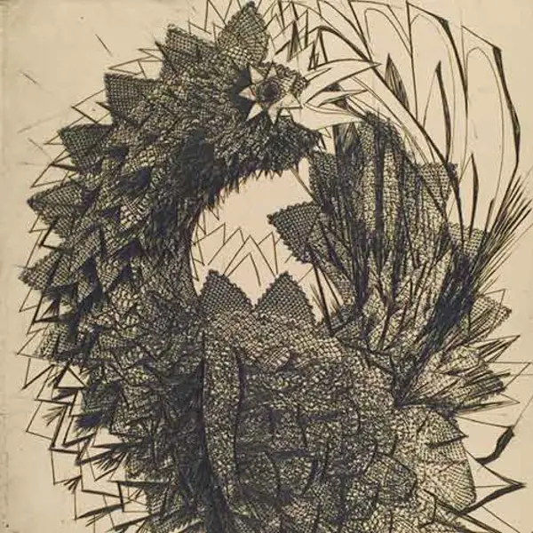 Mid-century etching of a hen