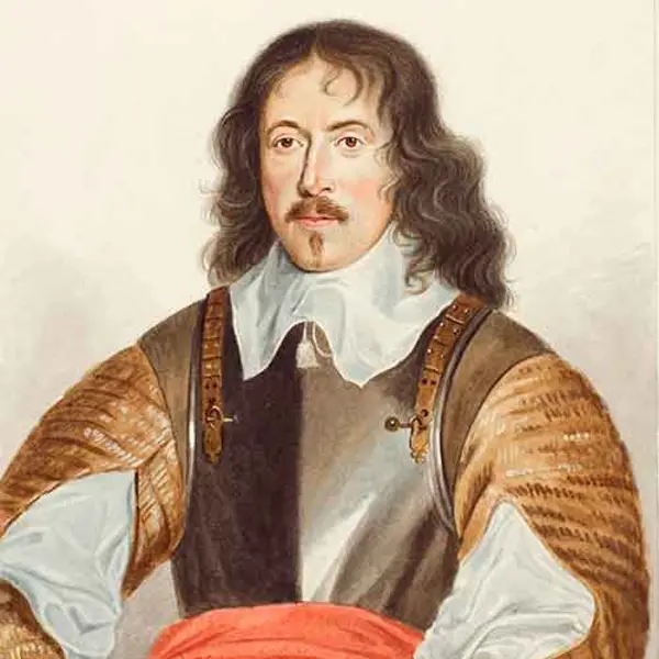 Man in 17th century dress with mustache