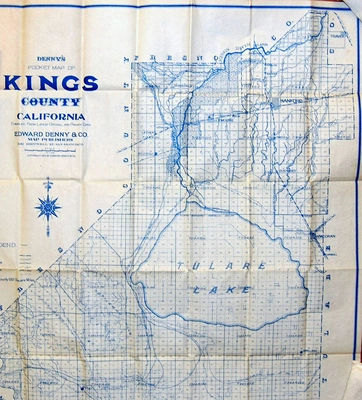 Map of Kings County, California, with an outline of Tulare Lake.