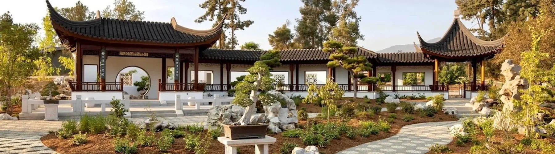 Chinese garden Penjing Courtyard at dusk