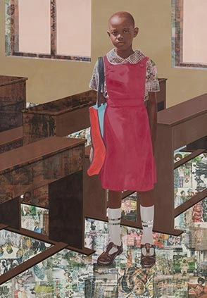 Njideka Akunyili Crosby, “The Beautyful Ones" Series #6.