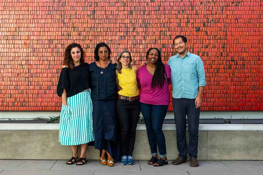 Beatriz Santiago Muñoz, Robin Coste Lewis, Nina Katchadourian, Dana Johnson, and Rosten Woo. Photo: Kate Lain. The Huntington Library, Art Museum, and Botanical Gardens.