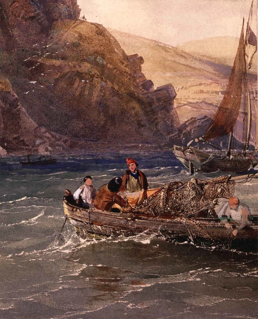 Samuel Phillips Jackson (British, 1830-1904) Fishermen Tending Nets on a Choppy Sea, Late 19th century. © The Huntington Library, Art Collections, and Botanical Gardens