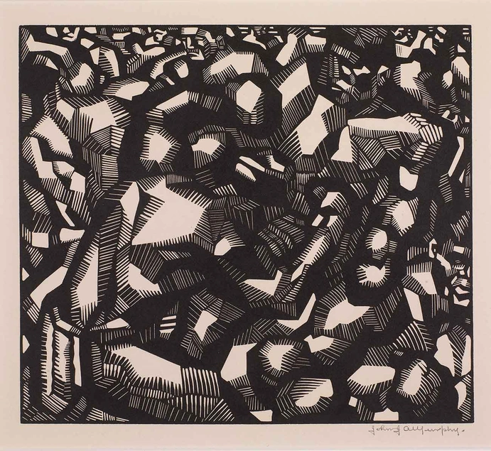 John J.A. Murphy, Shadow Boxers, 1925, woodcut, 8 × 9 in. The Huntington Library, Art Collections, and Botanical Gardens. Gift of Hannah S. Kully.