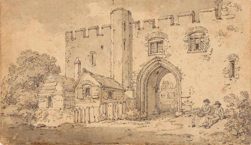 William Alexander (British, 1767–1816), Prison at St. Albans, undated, late 18th–early 19th century, graphite and ink wash on board.