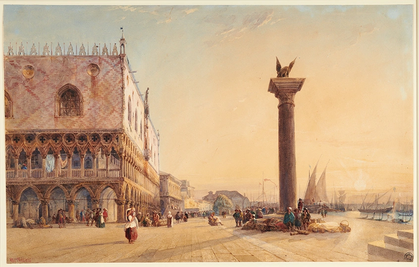 William Wyld (British, 1806-1889), Doge's Palace and Winged Lion of Saint Mark, 1835.