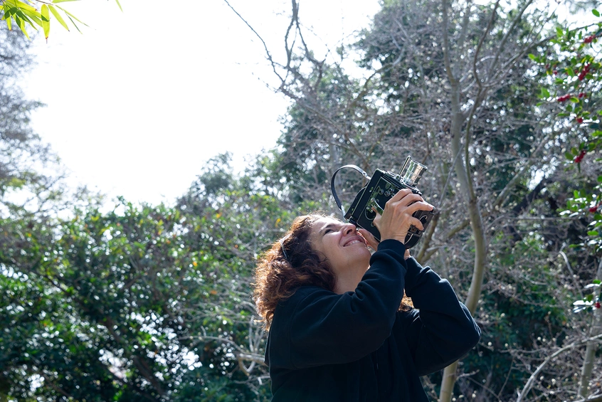 Beatriz Santiago Muñoz filming at The Huntington.  Photo: Kate Lain. The Huntington Library, Art Museum, and Botanical Gardens.