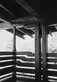 Yasuhiro Ishimoto, David B. Gamble house, northeast sleeping porch detail (Greene and Greene, architects), 1974, gelatin silver print, 10 3/16 x 7 3/16 in. © Kochi Prefecture, Ishimoto Yasuhiro Photo Center