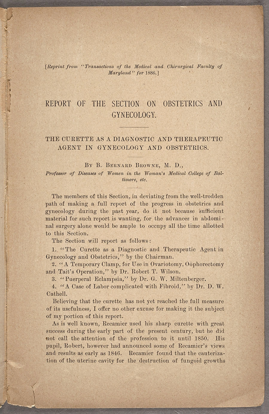 A page from an 1882 medical book with wide margins around neatly printed text.