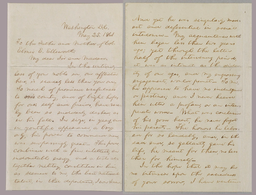 President Abraham Lincoln’s letter of condolence