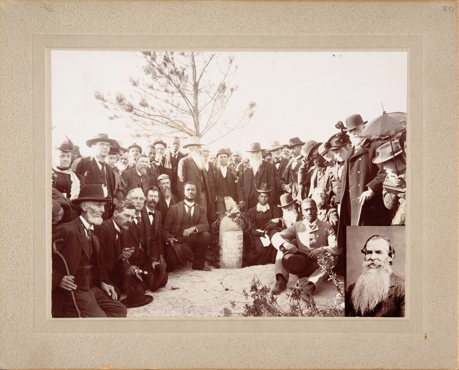 People gathered around the grave of Owen Brown