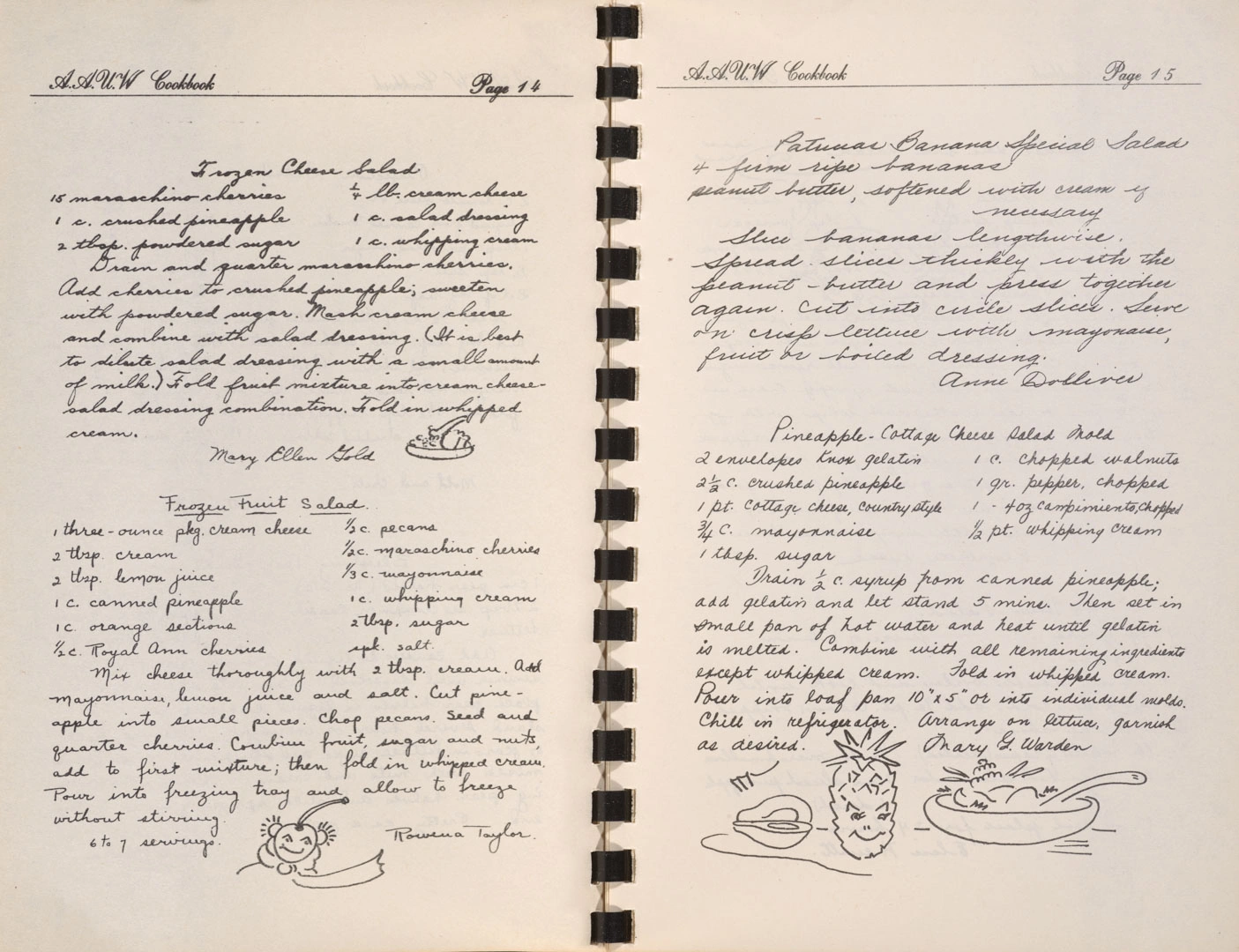 An open cookbook with handwritten recipes.