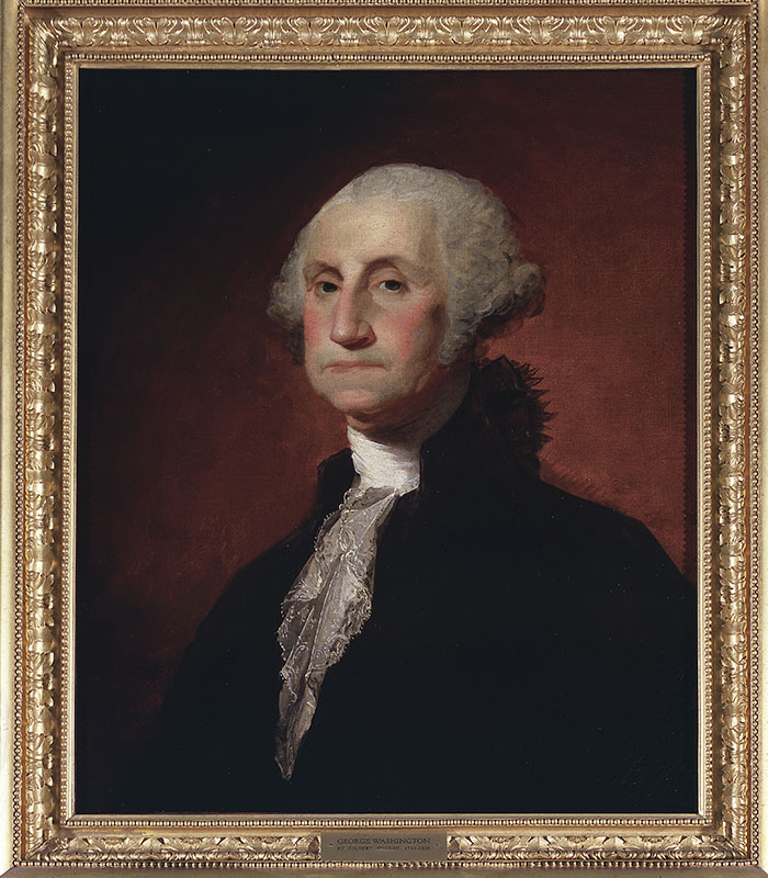 Gilbert Stuart, George Washington, 1797, oil on canvas, 28 1/2 x 23 5/8 in. (72.4 x 60 cm.) frame: 35 1/4 x 30 5/16 x 3 in. (89.5 x 77 x 7.6 cm.). Gift of Mrs. Alexander Baring. The Huntington Library, Art Collections, and Botanical Gardens.