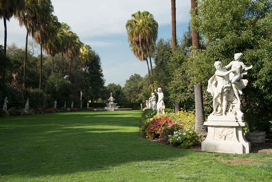 Lorenzo Mattielli, Orpheus and Eurydice (1719–24) and the Italian statuary in the North Vista. The Huntington Library, Art Museum, and Botanical Gardens. Photo by John Sullivan.